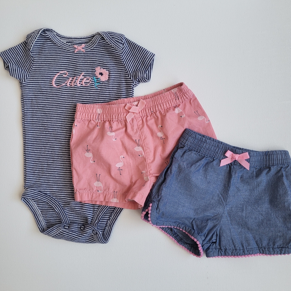 Cute Pink and Blue Shorts Set 6M
